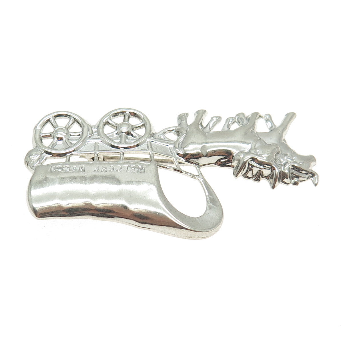 925 Sterling Silver Antique Art Deco Welcome Wagon Pin Brooch