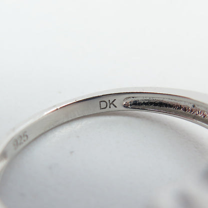 925 Sterling Silver Oval-Cut Ocean Blue C Z & Black Spinel Ring Size 7