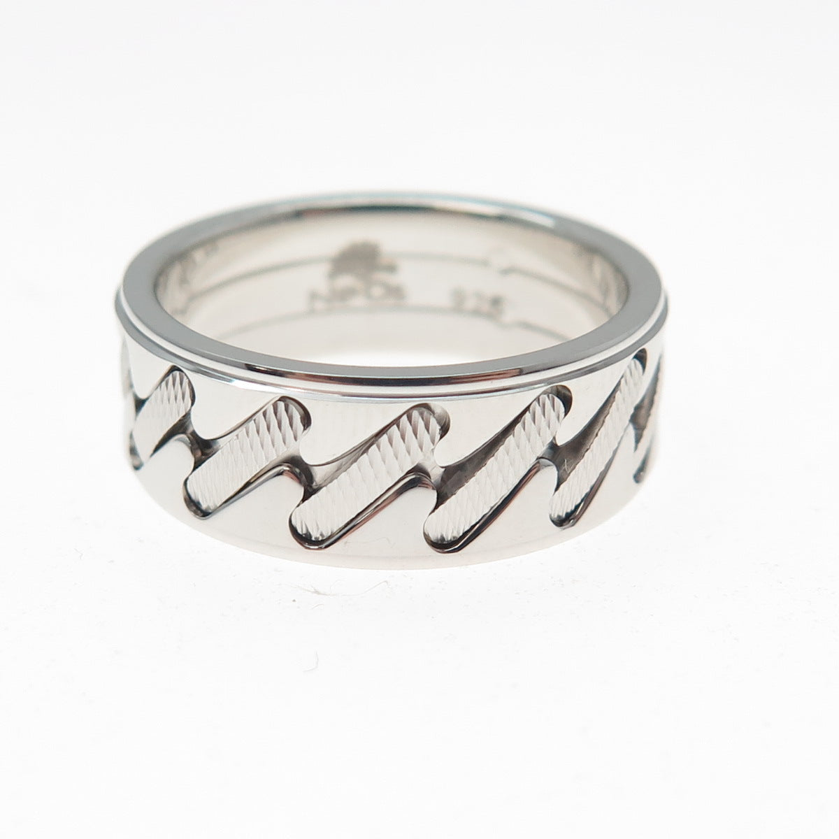 NEOS 925 Sterling Silver Textured Sewing Stitches Band Ring Size 8.75