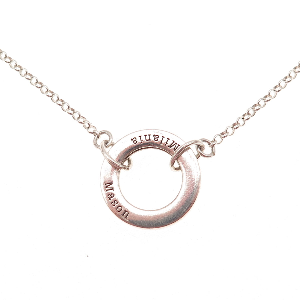 Talisa Sterling Silver Vintage Milania Mason Helena Circle Name Necklace 20-22"