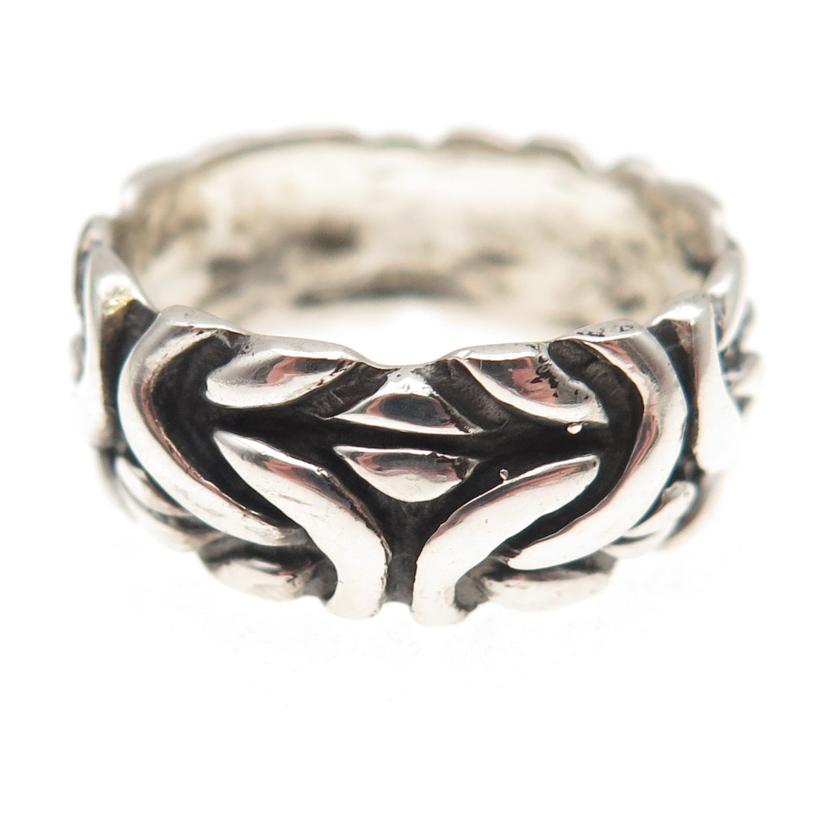 925 Sterling Silver Vintage Byzantine Oxidized Band Ring Size 11.75