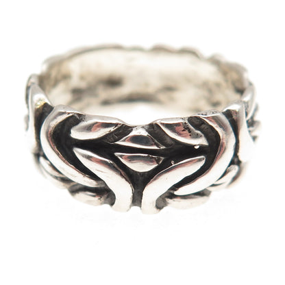 925 Sterling Silver Vintage Byzantine Oxidized Band Ring Size 11.75