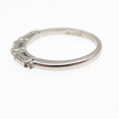925 Sterling Round & Baguette-Cut C Z Half Eternity Stackable Band Ring Size 8