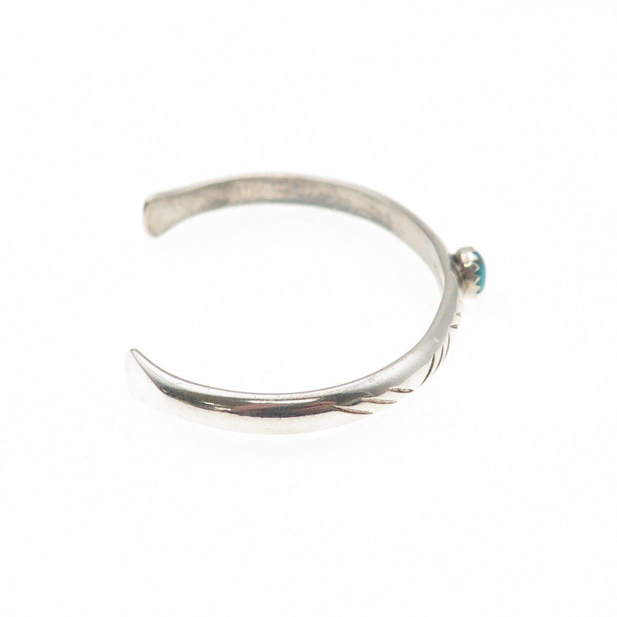 Old Pawn 925 Sterling Silver Vintage Turquoise Snake Eye Adjustable Bracelet 5"