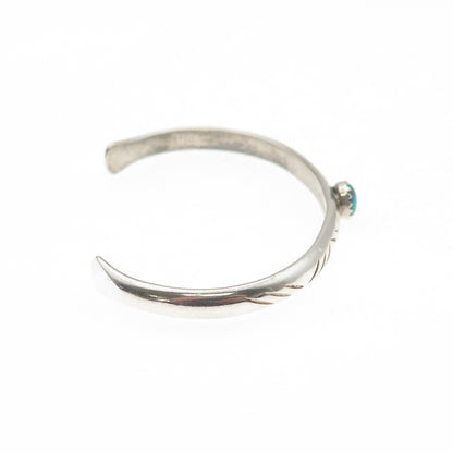 Old Pawn 925 Sterling Silver Vintage Turquoise Snake Eye Adjustable Bracelet 5"