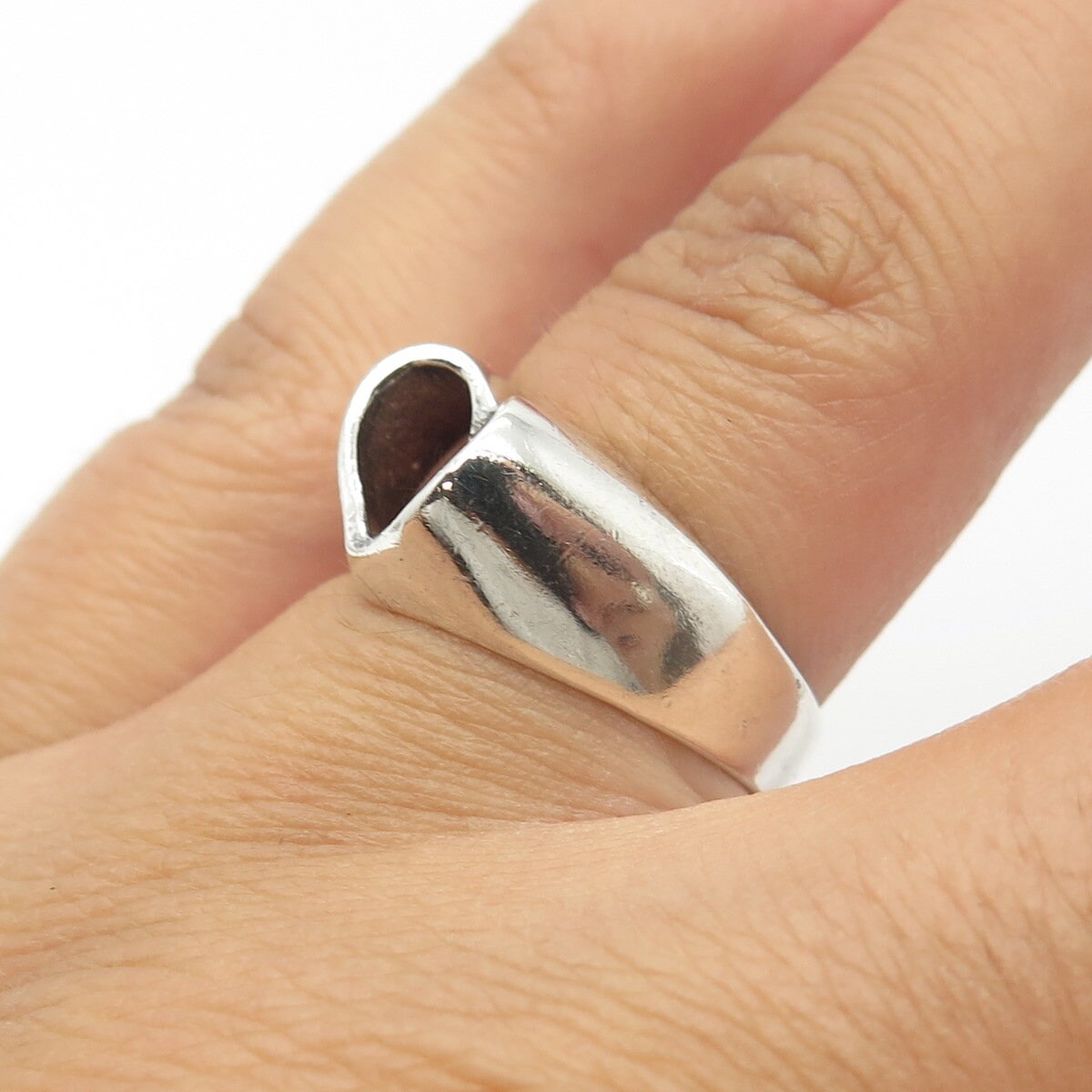925 Sterling Silver Vintage Israel Open Heart Ring Size 6.75
