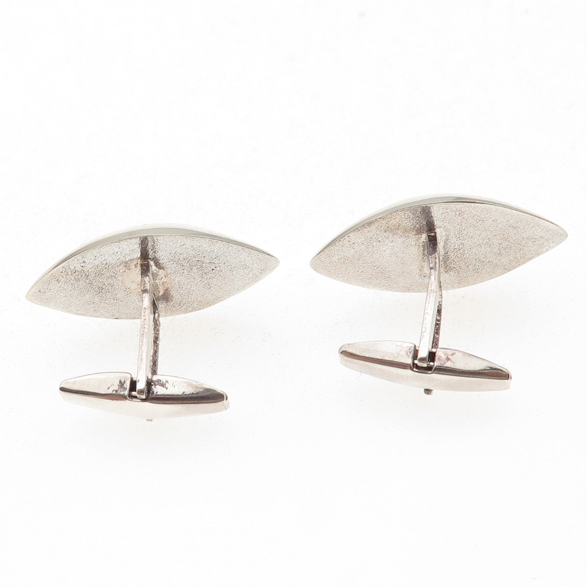 925 Sterling Silver Vintage Poland Real Amber Modernist Cufflinks