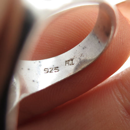 925 Sterling Silver Vintage Real Amethyst & Blue Topaz Modernist Ring Size 7