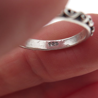 925 Sterling Silver Vintage Swirl Oxidized Band Ring Size 5