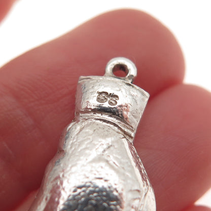 925 Sterling Silver Antique Art Deco Boxing Glove Oxidized 3D Charm Pendant