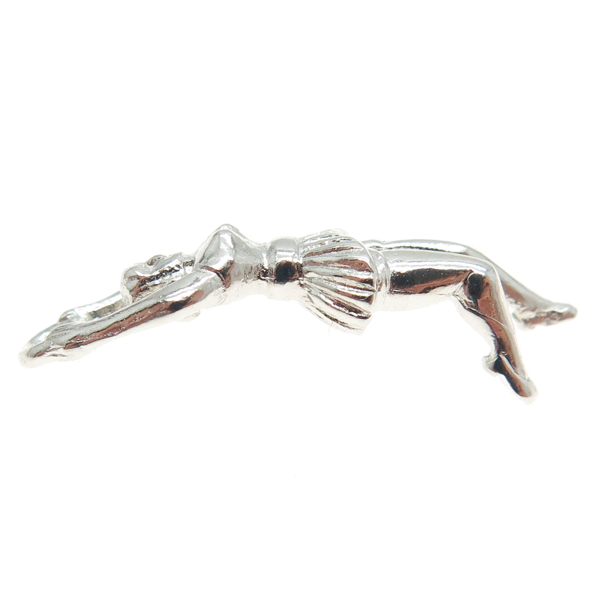 925 Sterling Silver Antique Art Deco Cheerleader 3D Pendant