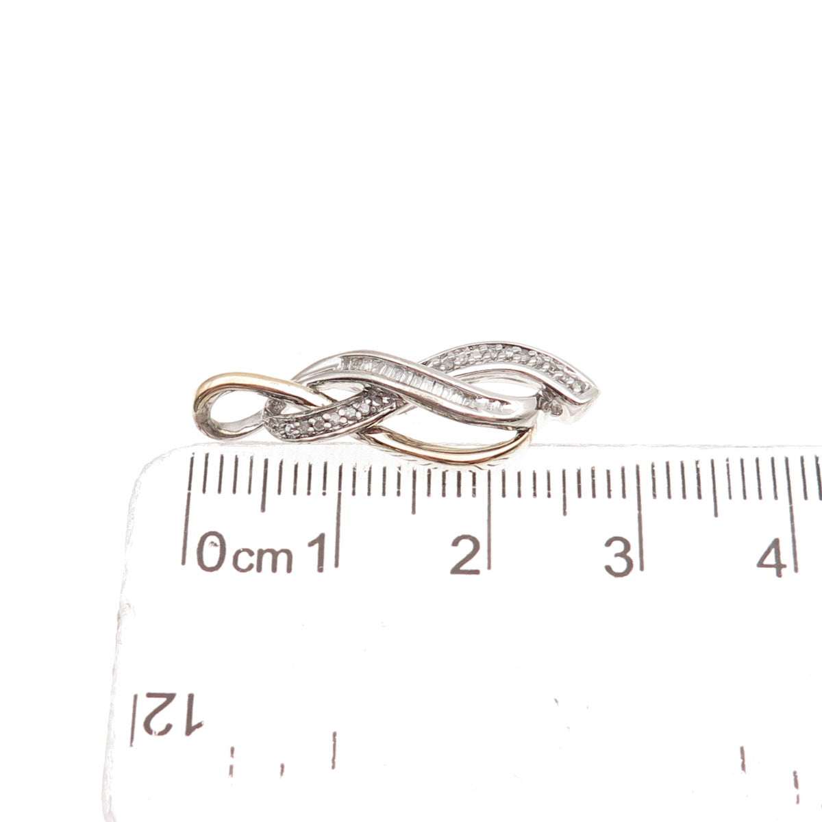 Sun 925 Sterling Silver 14K Gold Real Diamond Infinity Charm Pendant