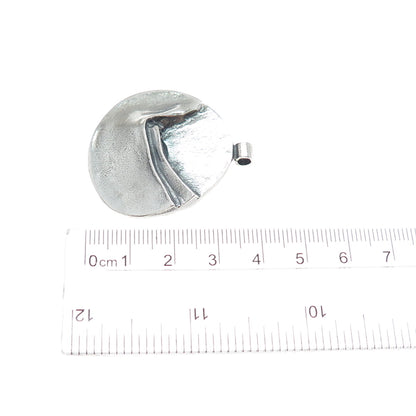 925 Sterling Silver Vintage Modernist Oxidized Slide Pendant