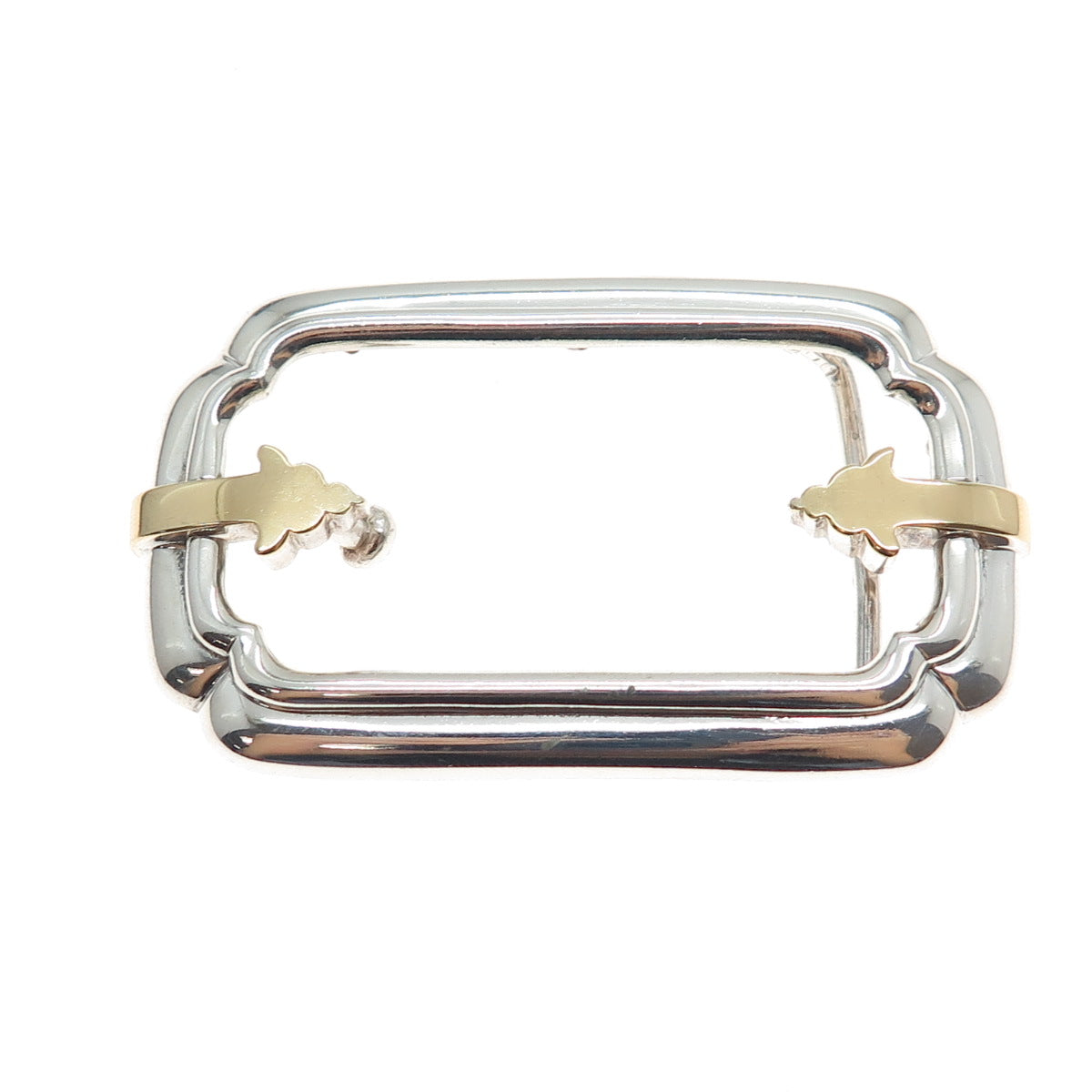 18K Gold 925 Sterling Silver Vintage Floral Belt Buckle