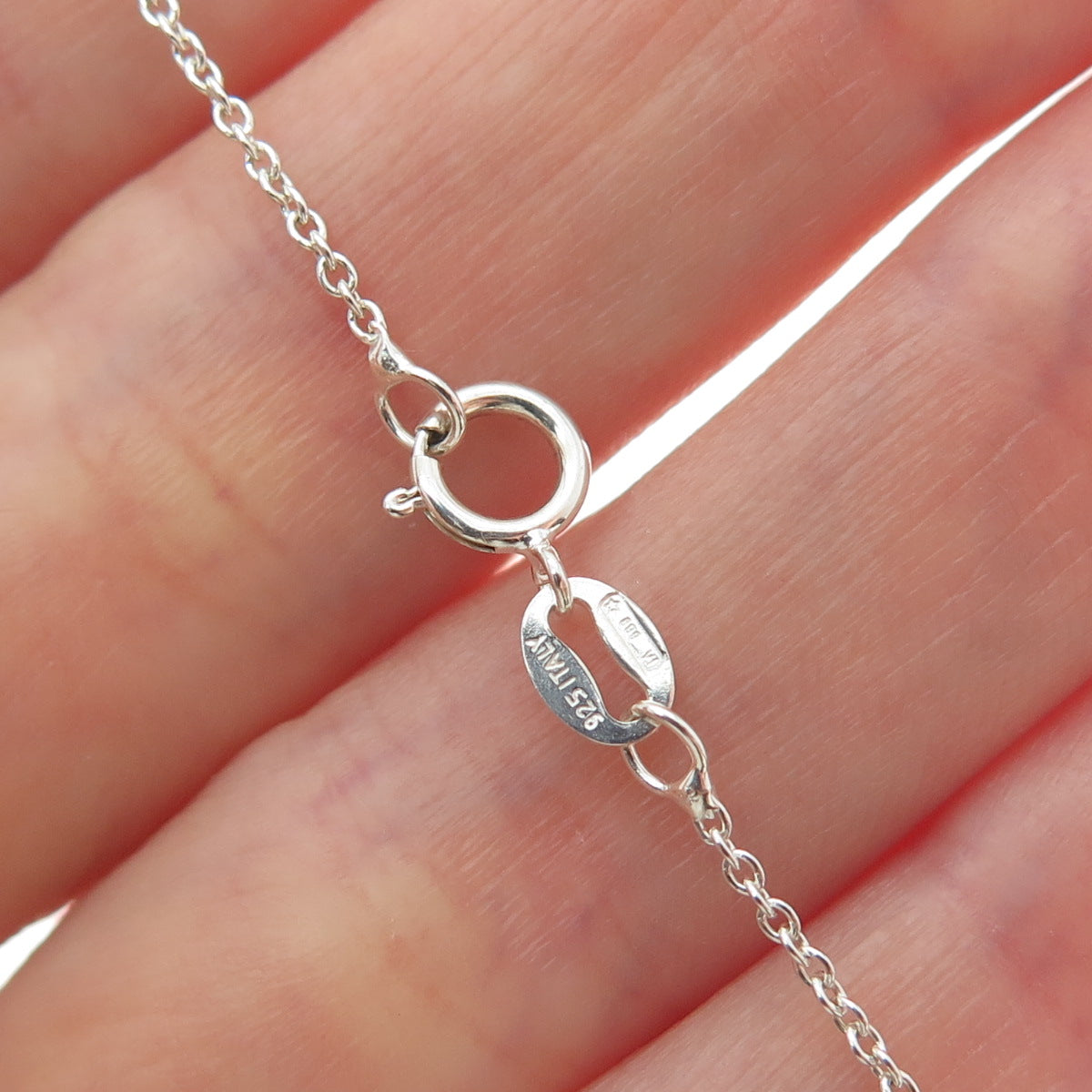 925 Sterling Silver Italy Modernist Greek Key Cable Chain Necklace 18"