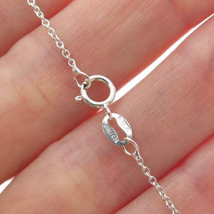 925 Sterling Silver Italy Modernist Greek Key Cable Chain Necklace 18"