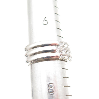 925 Sterling Silver Round-Cut C Z 3-Row Band Ring Size 7.25
