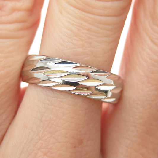 MILOR 925 Sterling Silver Vintage Diamond-Cut Band Ring Size 9.25