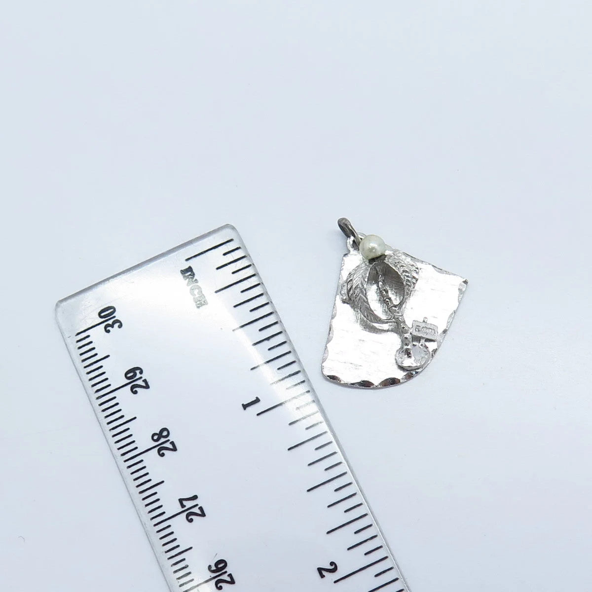 925 Sterling Silver Vintage Real Pearl Textured Pendant