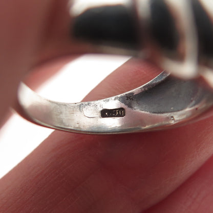 925 Sterling Silver Vintage Italy Modernist Oxidized Ring Size 6
