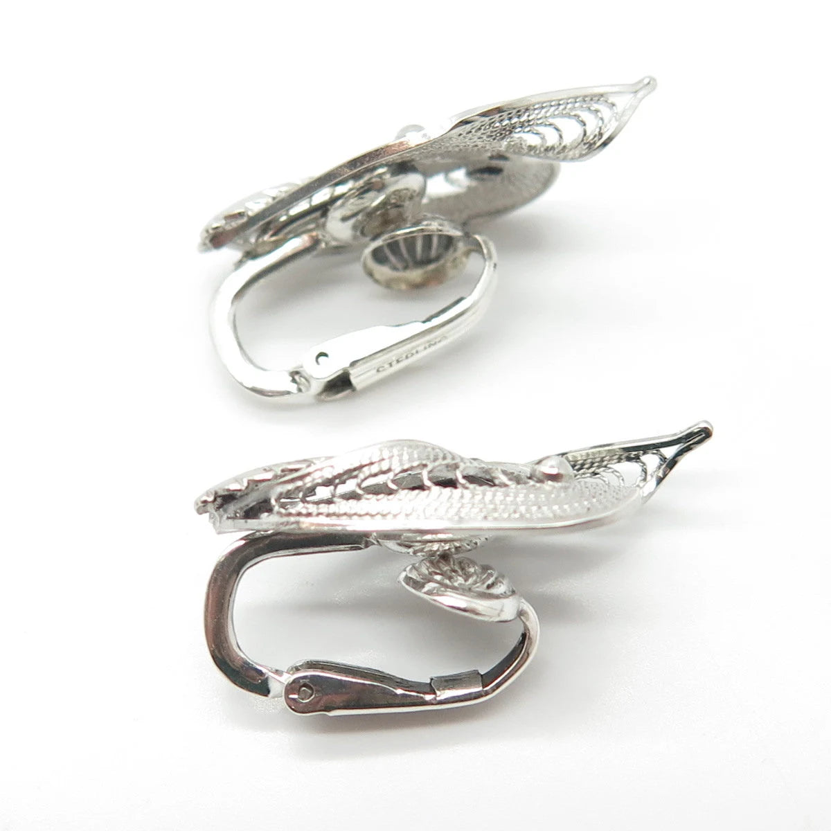 925 Sterling Silver Vintage Filigree Modernist Earrings
