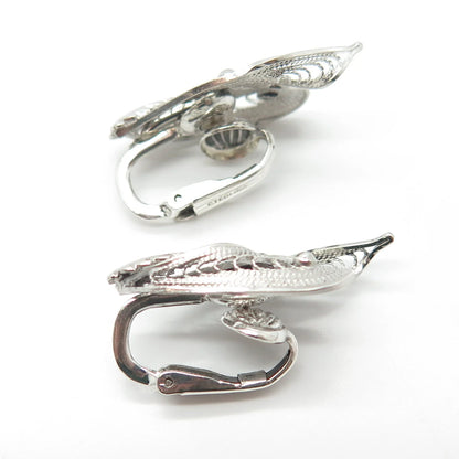 925 Sterling Silver Vintage Filigree Modernist Earrings