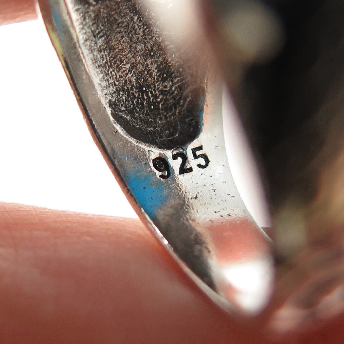 925 Sterling Silver Vintage Real Bisbee Turquoise Eagle Oxidized Ring Size 11.25