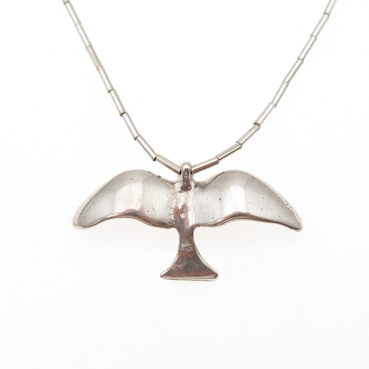 Old Pawn Sterling Silver Vintage Fetish Bird Tribal Liquid Chain Necklace 16"