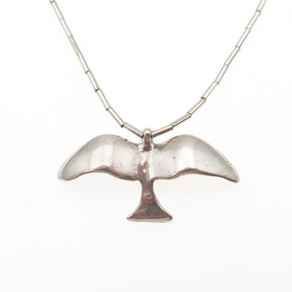 Old Pawn Sterling Silver Vintage Fetish Bird Tribal Liquid Chain Necklace 16"