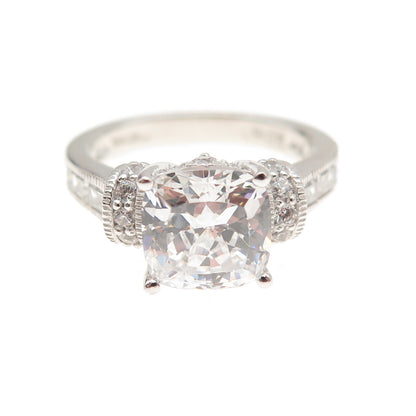 925 Sterling Silver Multi-Cut C Z Engagement Ring Size 6