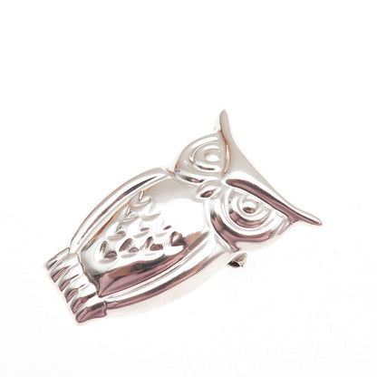 925 Sterling Silver Vintage Mexico Wise Owl Pin Brooch