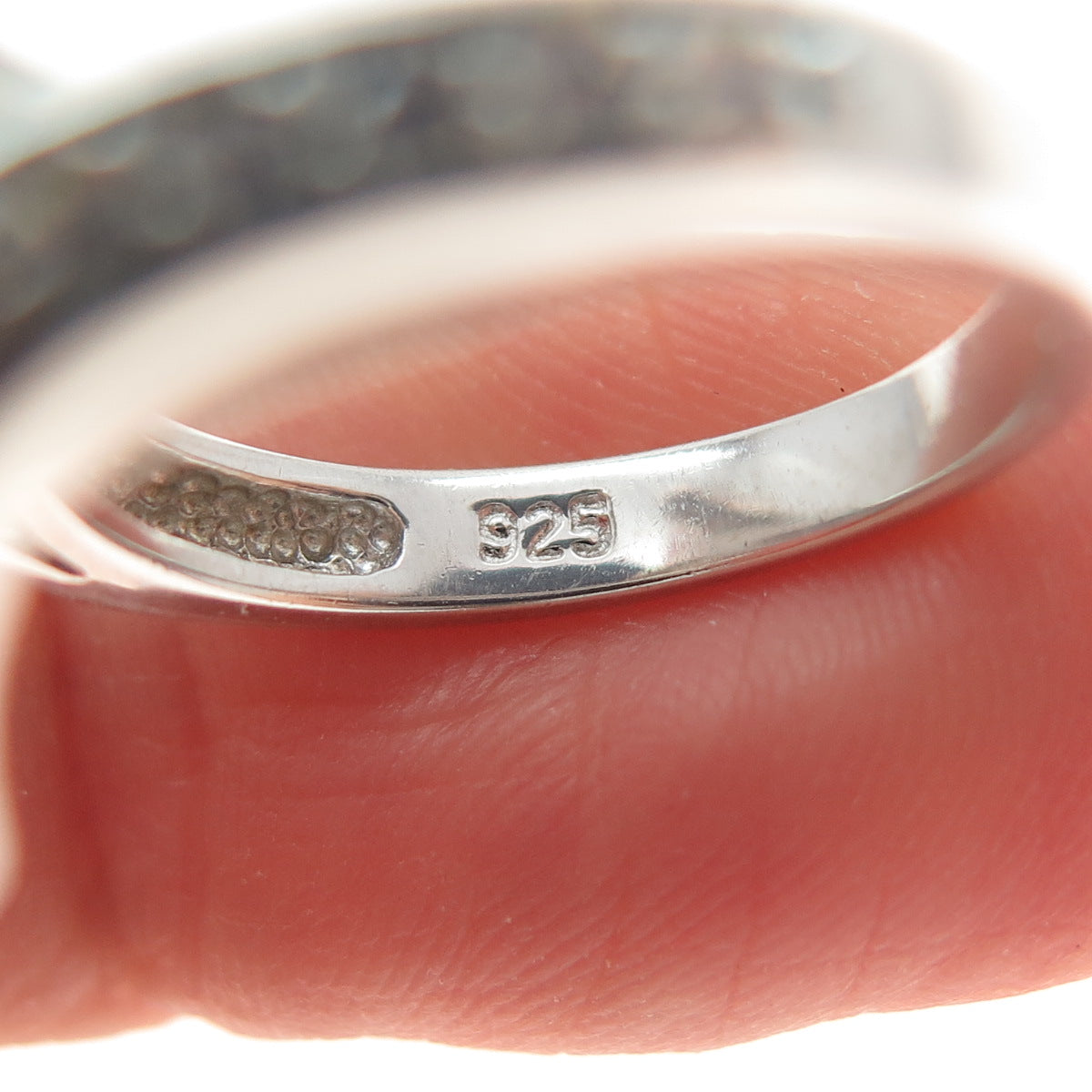 NEVADA 925 Sterling Silver Faux Pearl & C Z Bypass Ring Size 5.25