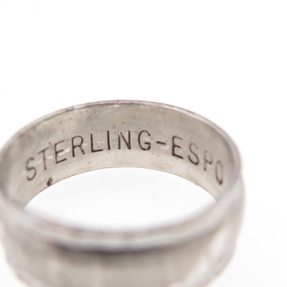 Joseph Esposito Sterling Silver Antique Art Deco Oxidized Band Ring Size 5.25