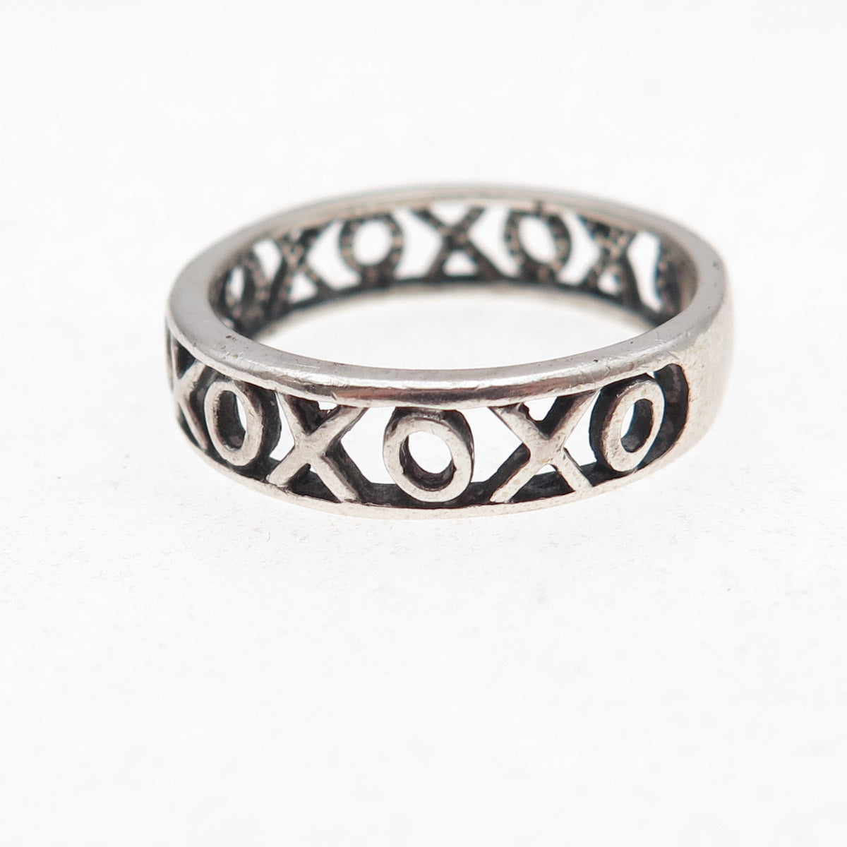 Wheeler Mfg 925 Sterling Silver Vintage XO Hugs & Kisses Oxidized Ring Size 9
