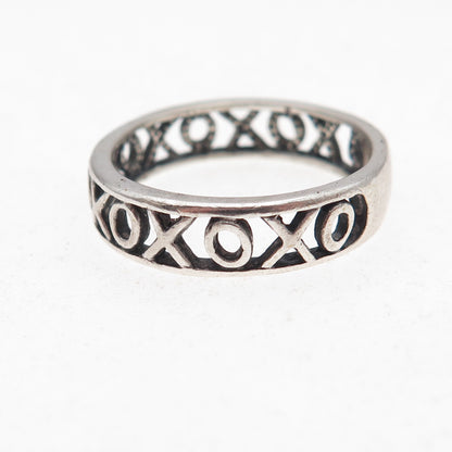 Wheeler Mfg 925 Sterling Silver Vintage XO Hugs & Kisses Oxidized Ring Size 9