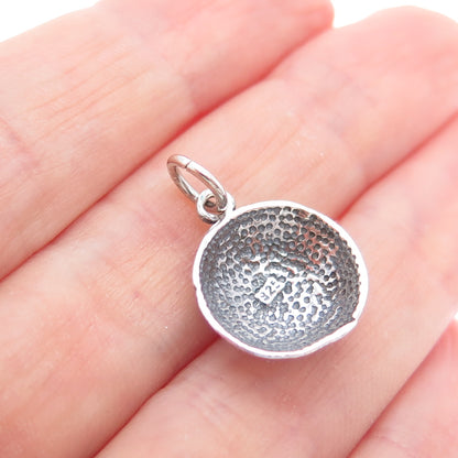 925 Sterling Silver Vintage Baseball Ball Oxidized Minimalist Charm Pendant