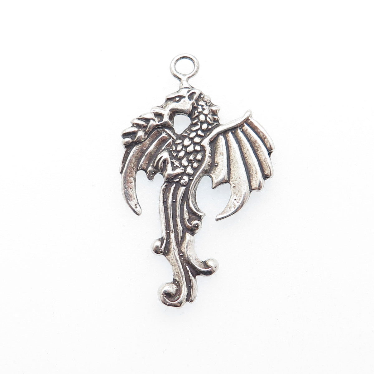 SUNWEST 925 Sterling Silver Vintage Dragon Oxidized Charm Pendant