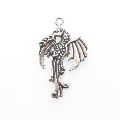 SUNWEST 925 Sterling Silver Vintage Dragon Oxidized Charm Pendant