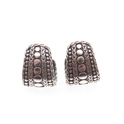 John Hardy 925 Sterling Silver Vintage Dot Nuansa J-Hoop Earrings