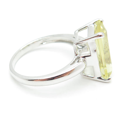 KN Kajal Naina 925 Sterling Silver Real Emerald-Cut Citrine Ring Size 11