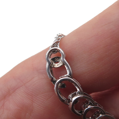 925 Sterling Silver Real Diamond Curb & Spiga Chain Necklace 20"