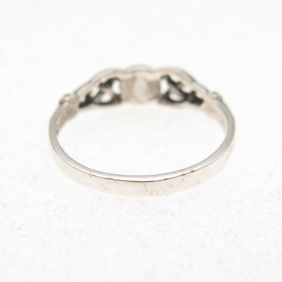 925 Sterling Silver Vintage Blue C Z Celtic Trinity Knot Ring Size 5.75