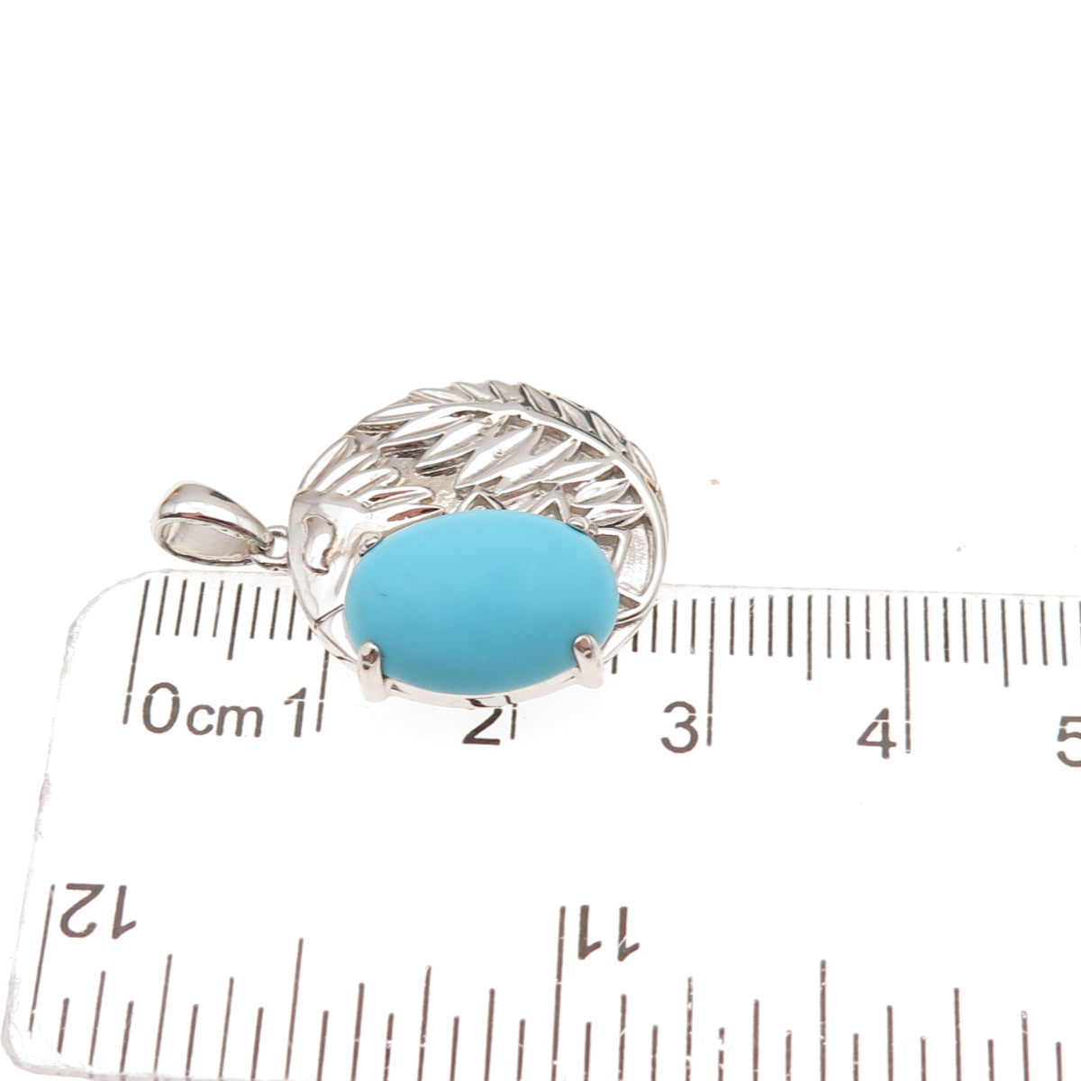 925 Sterling Silver Real Turquoise Floral Charm Pendant