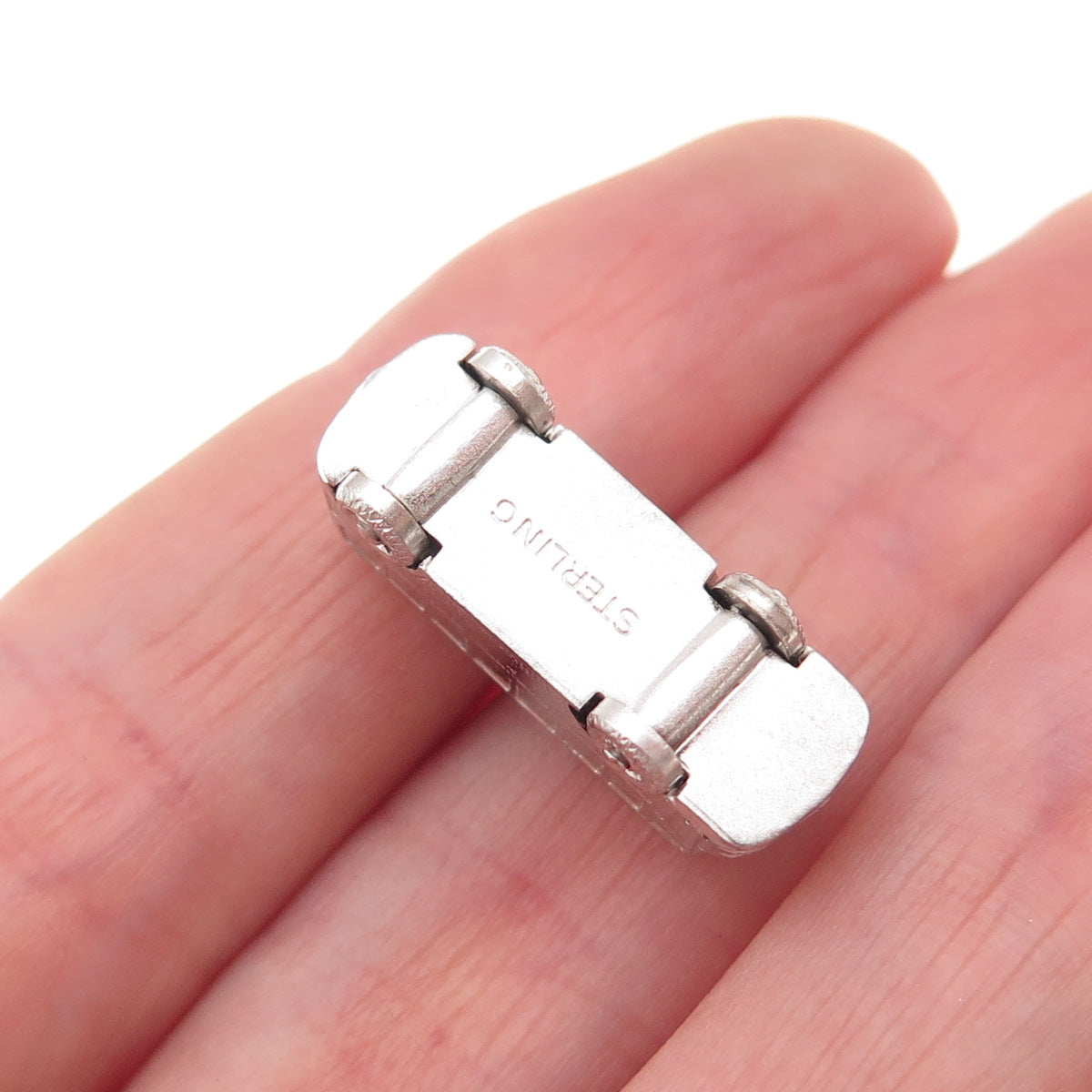 925 Sterling Silver Vintage School Bus 3D Charm Pendant