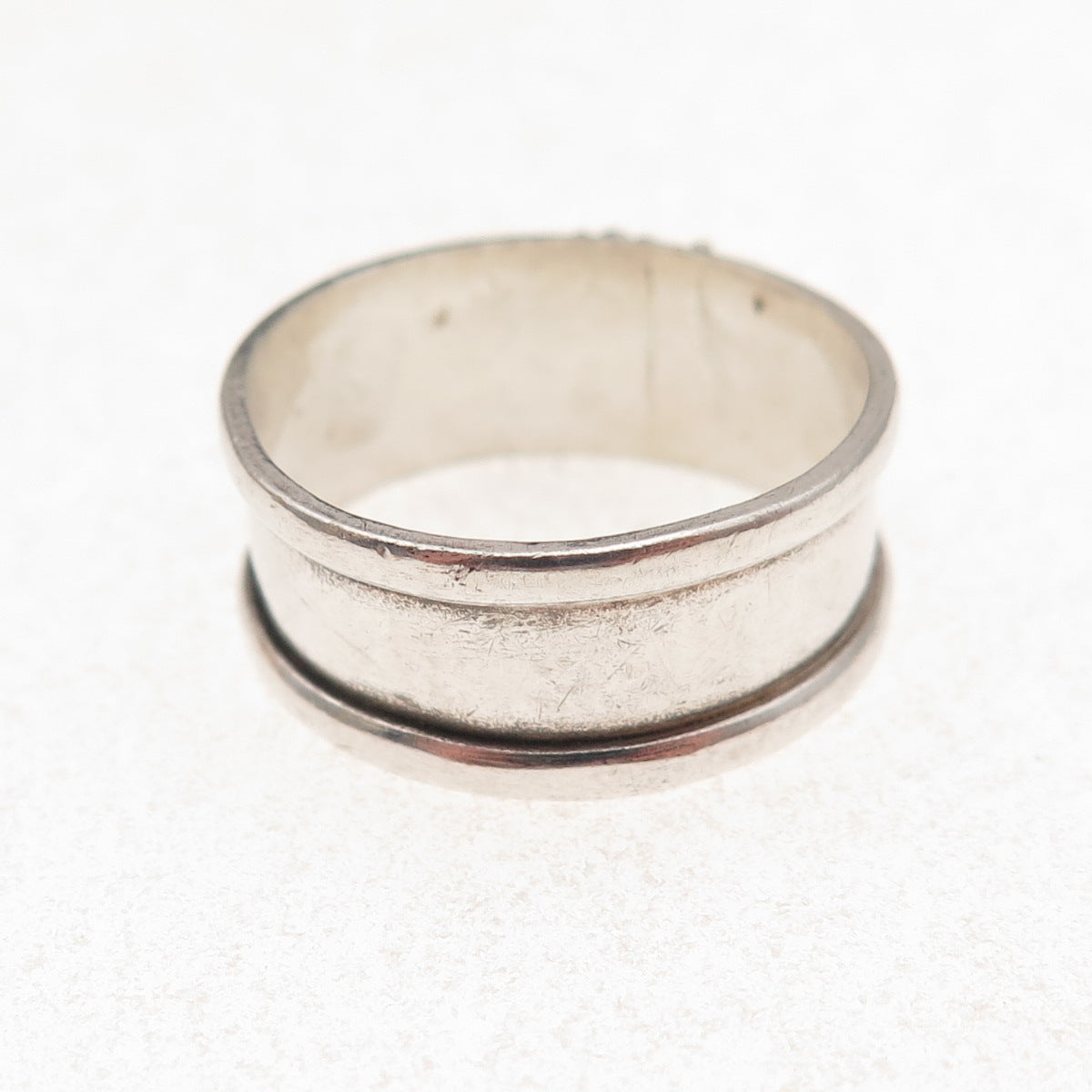 925 Sterling Silver Vintage Real Amber Granulated Oxidized Band Ring Size 8.75