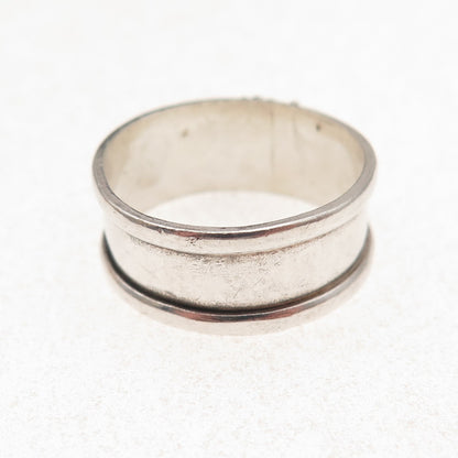 925 Sterling Silver Vintage Real Amber Granulated Oxidized Band Ring Size 8.75