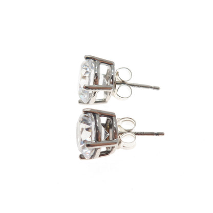 925 Sterling Silver Round-Cut C Z Stud Earrings