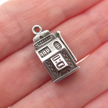 MAISELS INDIAN Old Pawn 925 Sterling Vintage Slot Machine 3D Mini Charm Pendant