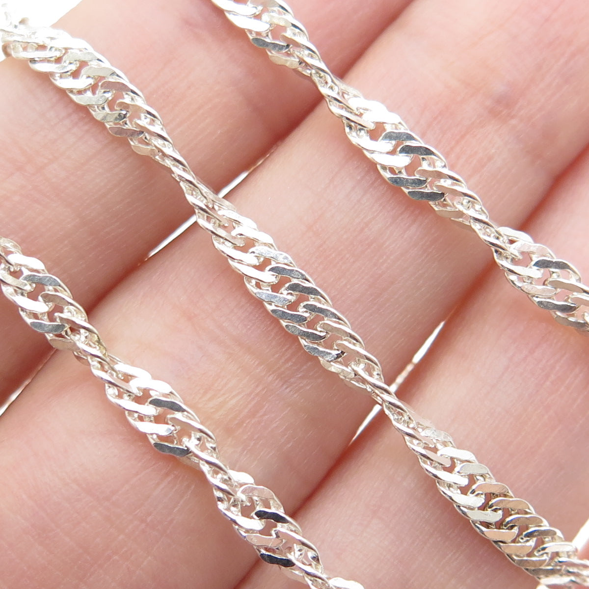 925 Sterling Silver Vintage Singapore Chain Necklace 16"