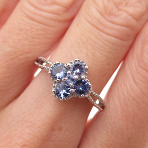 Chuck Clemency 925 Sterling Silver Real Tanzanite Floral Ring Size 7
